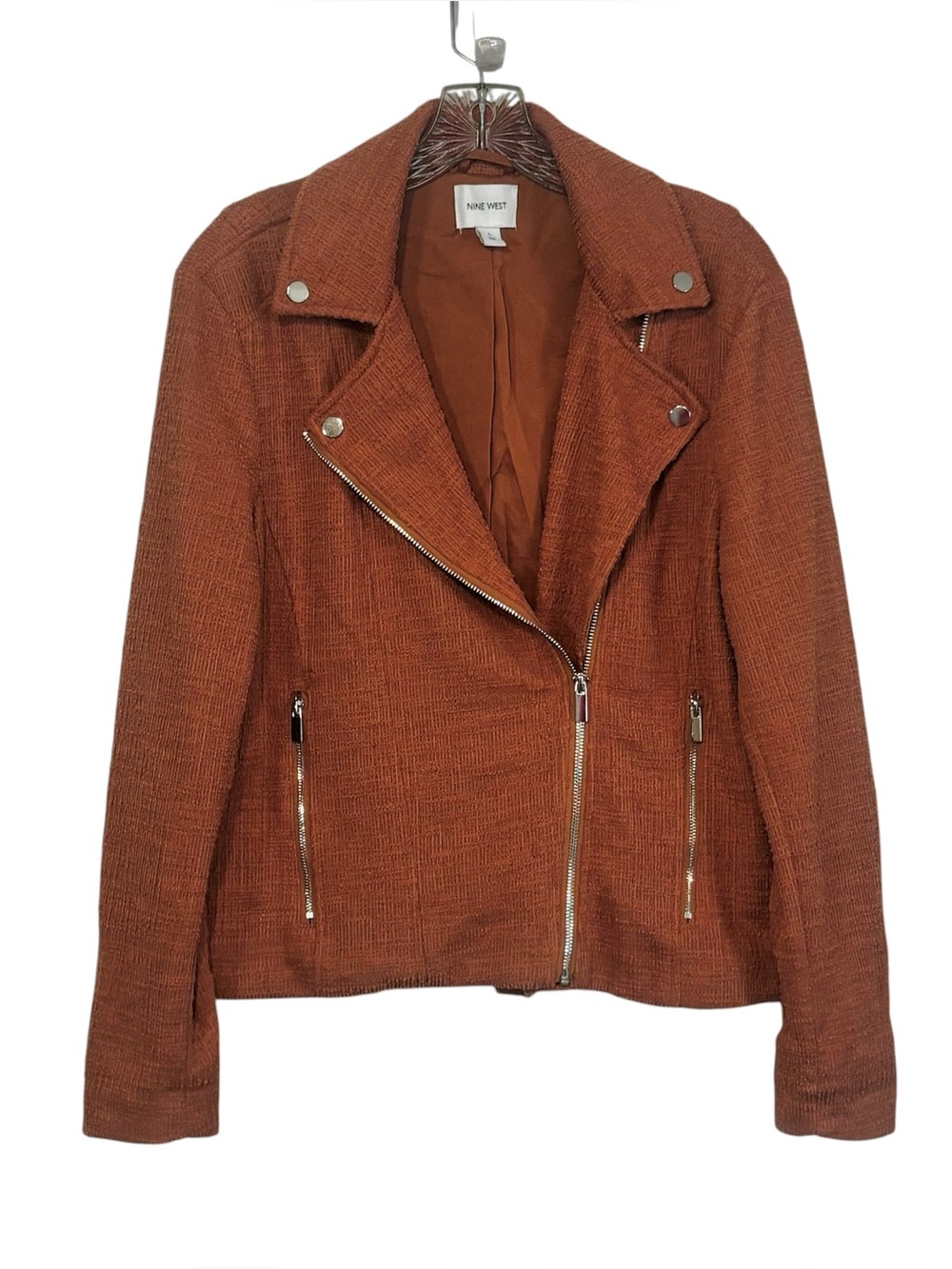 Nine West Rust Textured Moto-Style Jacket
